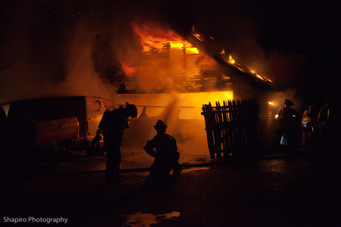 Wheeling Fire Department garage fire at 2808 Schoenbeck Road 1-12-12